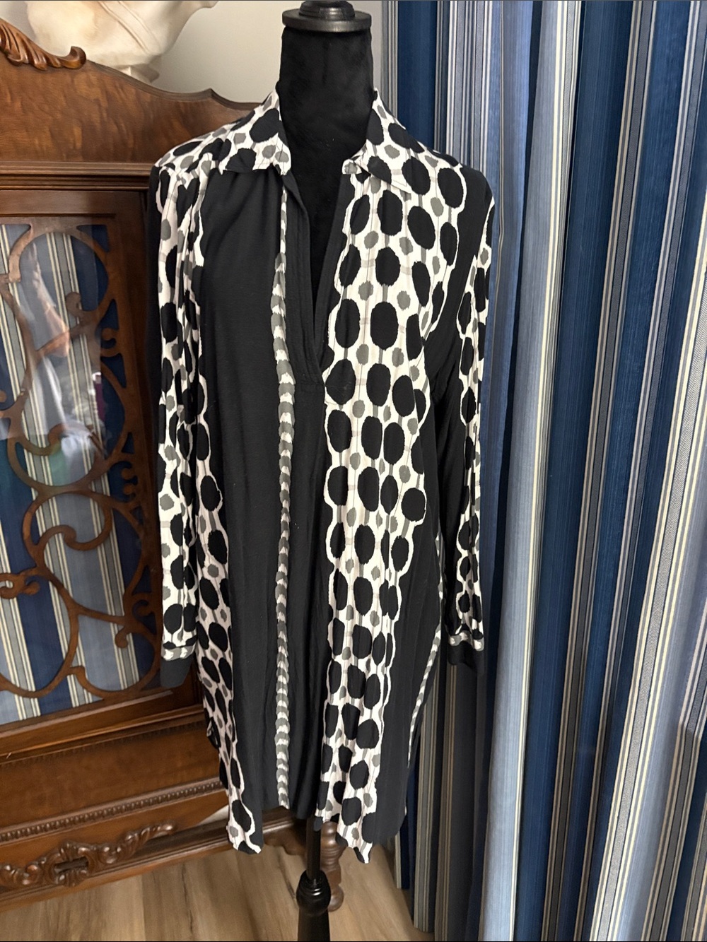 Natori Black and White Polka Dot Swim Coverup